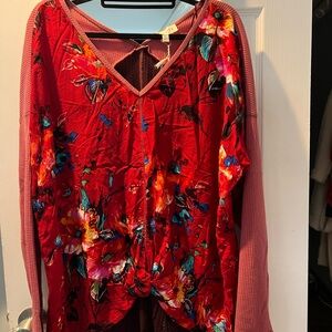 Floral Red Women's Top